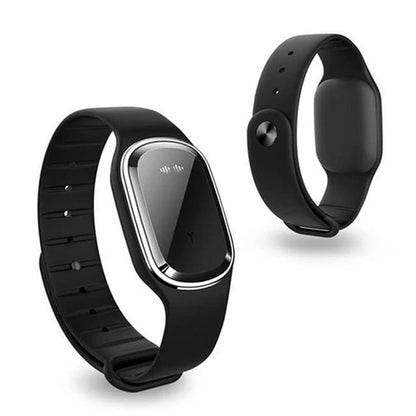 Salmon Lucky Super Shield mosquito repellent watch band with ultrasonic and electronic features, designed as a tech accessory.