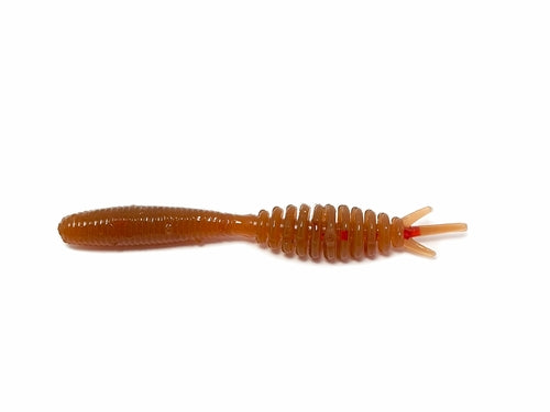 Aquamarine Misty 2-inch Maggot Floating fishing bait, close-up of the bright pink maggot lure on a plain background.