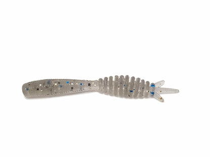 Aquamarine Misty 2-inch Maggot Floating fishing bait, close-up of soft plastic lure designed for freshwater fishing.