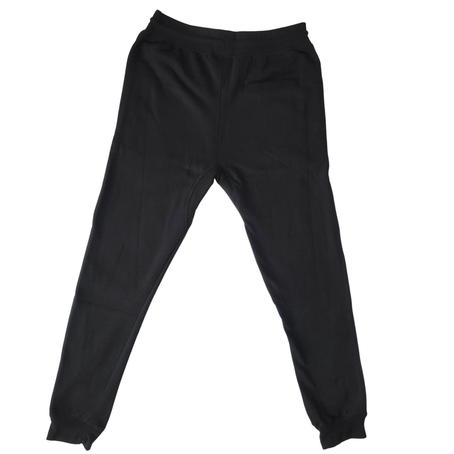Makade black joggers from Grey Trillium, casual fit with elastic waistband and tapered legs, displayed on a plain background.