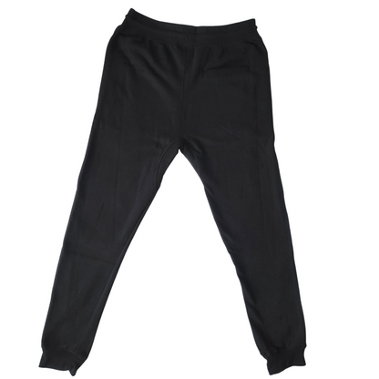 Makade black joggers from Grey Trillium, casual fit with elastic waistband and tapered legs, displayed on a plain background.