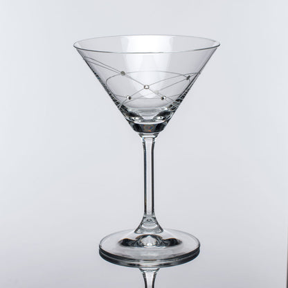 Crimson Shadow Galaxy Spirals martini glasses set of 2 in a gift box, elegant drinkware with swirling galaxy design for cocktails.