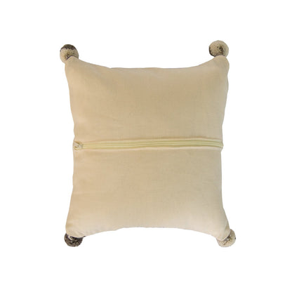 Beige wool pillow cover with mountain pattern from Violet Athena, featuring cozy, textured fabric and mountain design details.