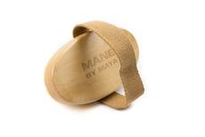 Side view of a wooden, all-vegan beard brush by Periwinkle Lucy, designed for grooming and bodycare.