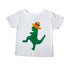Toddler kids T-shirt featuring a Mexican dancing dinosaur with sombrero from Sky Blue Milo, colorful and playful design.