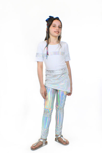 Kids and babies Sky Blue Beech Mia dizzy unicorn stretch pants paired with Stella shirt, featuring colorful unicorn and star prints.