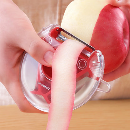 Jade Chrysippus multi-functional vegetable and fruit peeler with ergonomic handle and stainless steel blade for kitchen prep.