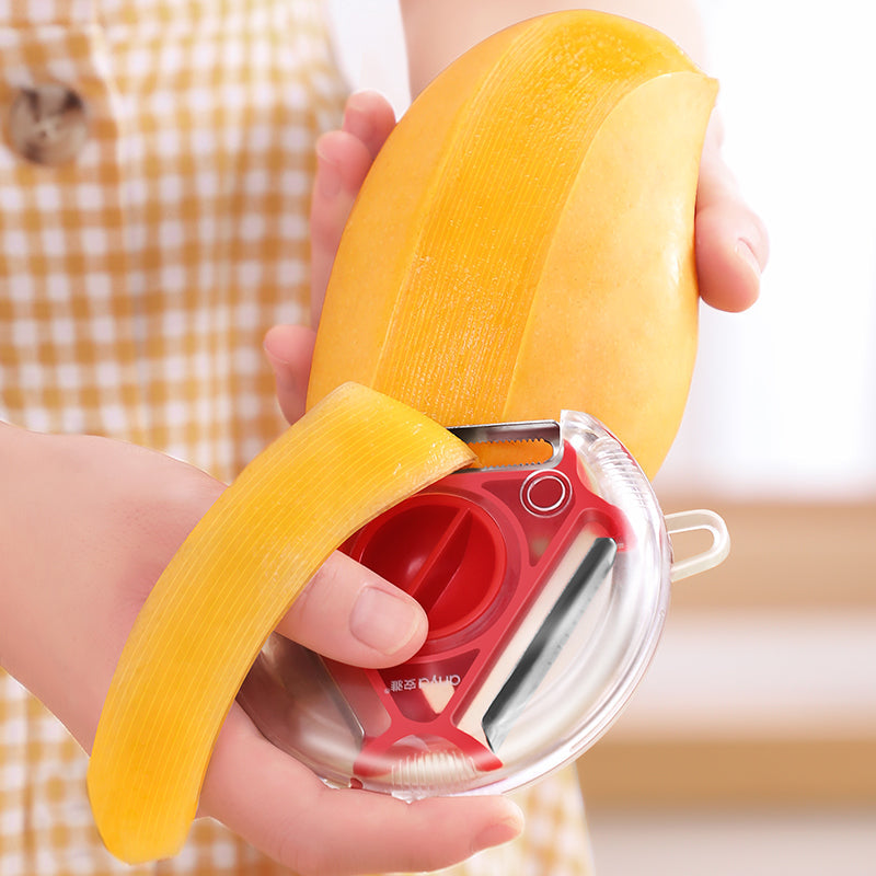 Jade Chrysippus multi-functional kitchen vegetable and fruit peeler with ergonomic handle and sharp blades for easy peeling.