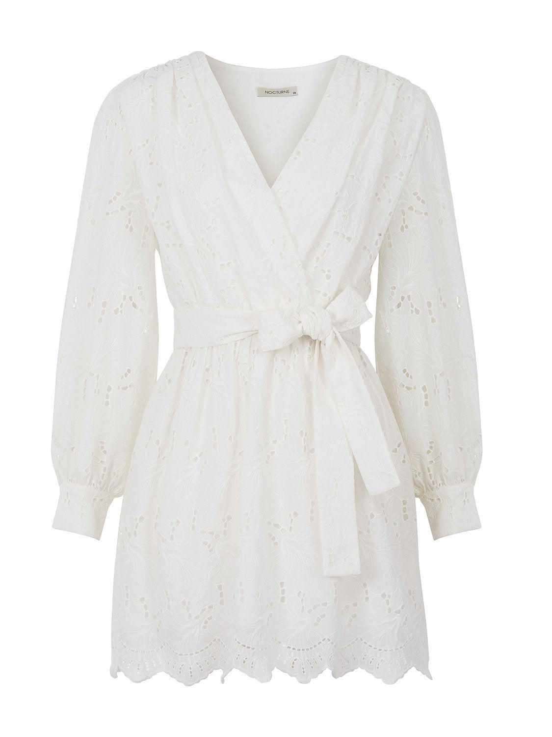 Bronze Aphrodite embroidered wrap mini dress for women, featuring floral embroidery and a stylish, fitted design.