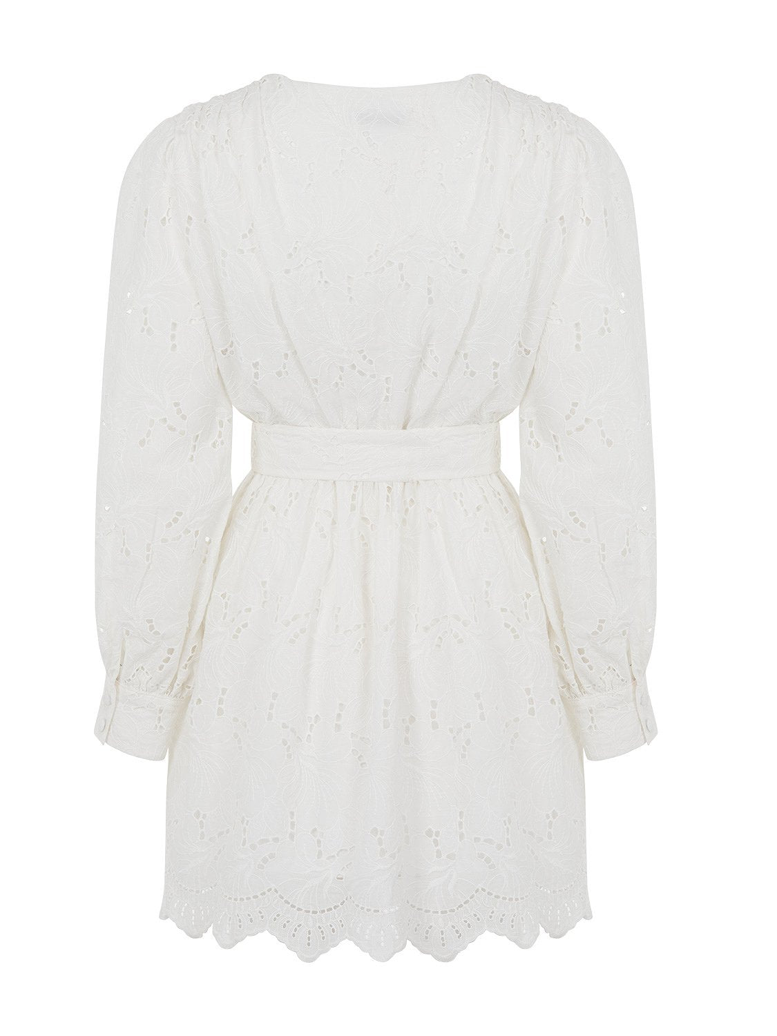 Bronze Aphrodite embroidered wrap mini dress for women, featuring intricate embroidery and a stylish, fitted silhouette.
