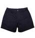 Ruby Tartarus navy cotton swimwear shorts laid flat, showing the lightweight fabric and relaxed fit perfect for summer swimming.
