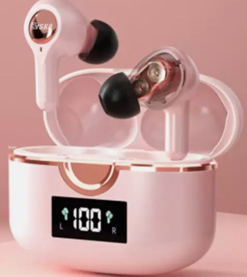 Yellow Pandora Ninja Dragon Power Bass Touch Bluetooth 5.0 T22PRO earbuds with in-ear design and touch controls, connected to mobile device.