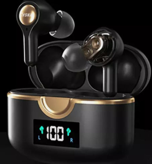 Yellow Pandora Ninja Dragon Power Bass Touch Bluetooth 5.0 T22PRO earbuds with sleek design and in-ear fit for mobile and laptop use.