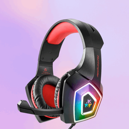 Yellow Pandora Dragon Stereo LED Gaming Headset with microphone, featuring colorful LED lights and adjustable headband for gaming.