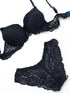 Navy blue bra and panty set for women by Harlequin Icarus, featuring comfortable matching lingerie with lace details.