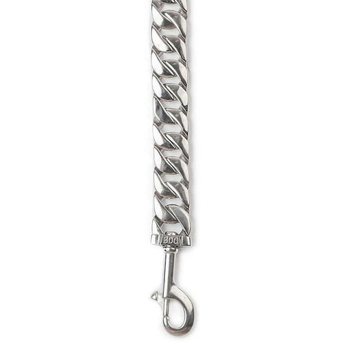 Almandine Caesar Cuban Link pet leash showing a sturdy, stylish chain design in silver, ideal for dogs or cats.