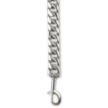 Almandine Caesar Cuban Link pet leash showing a sturdy, stylish chain design in silver, ideal for dogs or cats.