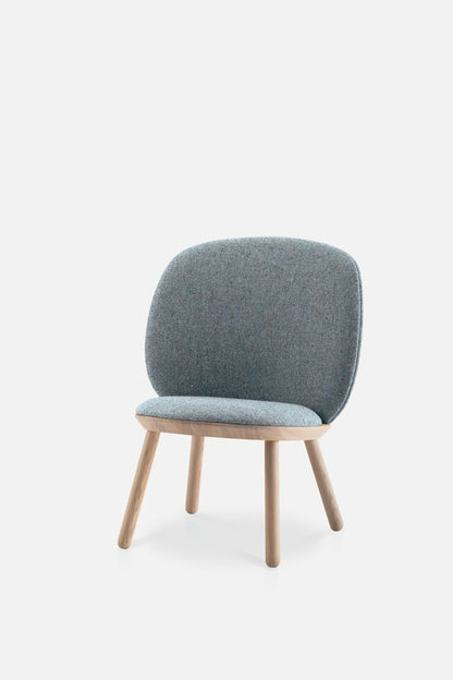 Aquamarine Poppy Naïve Low Chair in vibrant blue, showcasing a modern furniture piece with sleek design and comfortable seating.