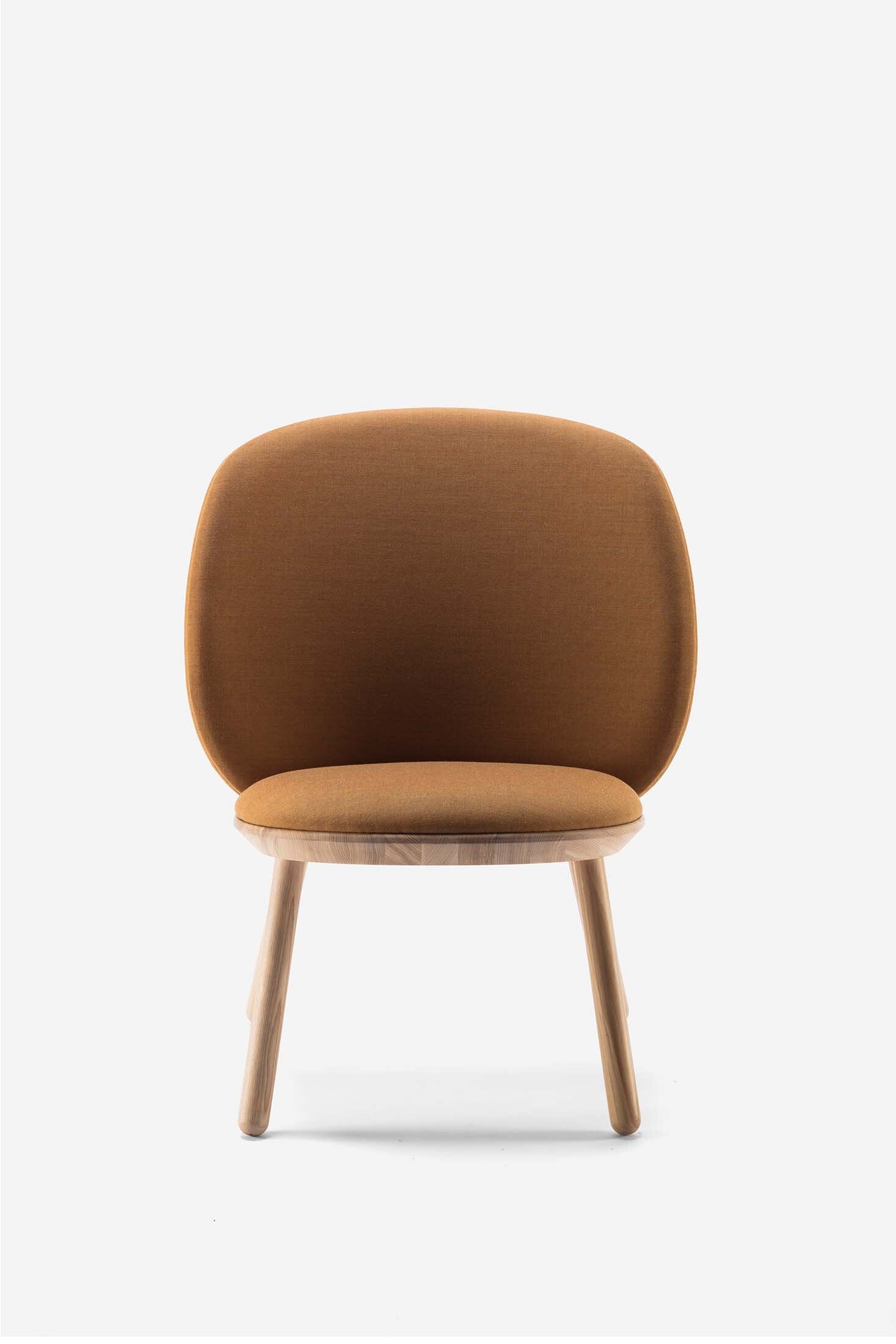 Yellow Naïve Low Chair by Aquamarine Poppy, modern furniture with a sleek, minimalist design and smooth curves.