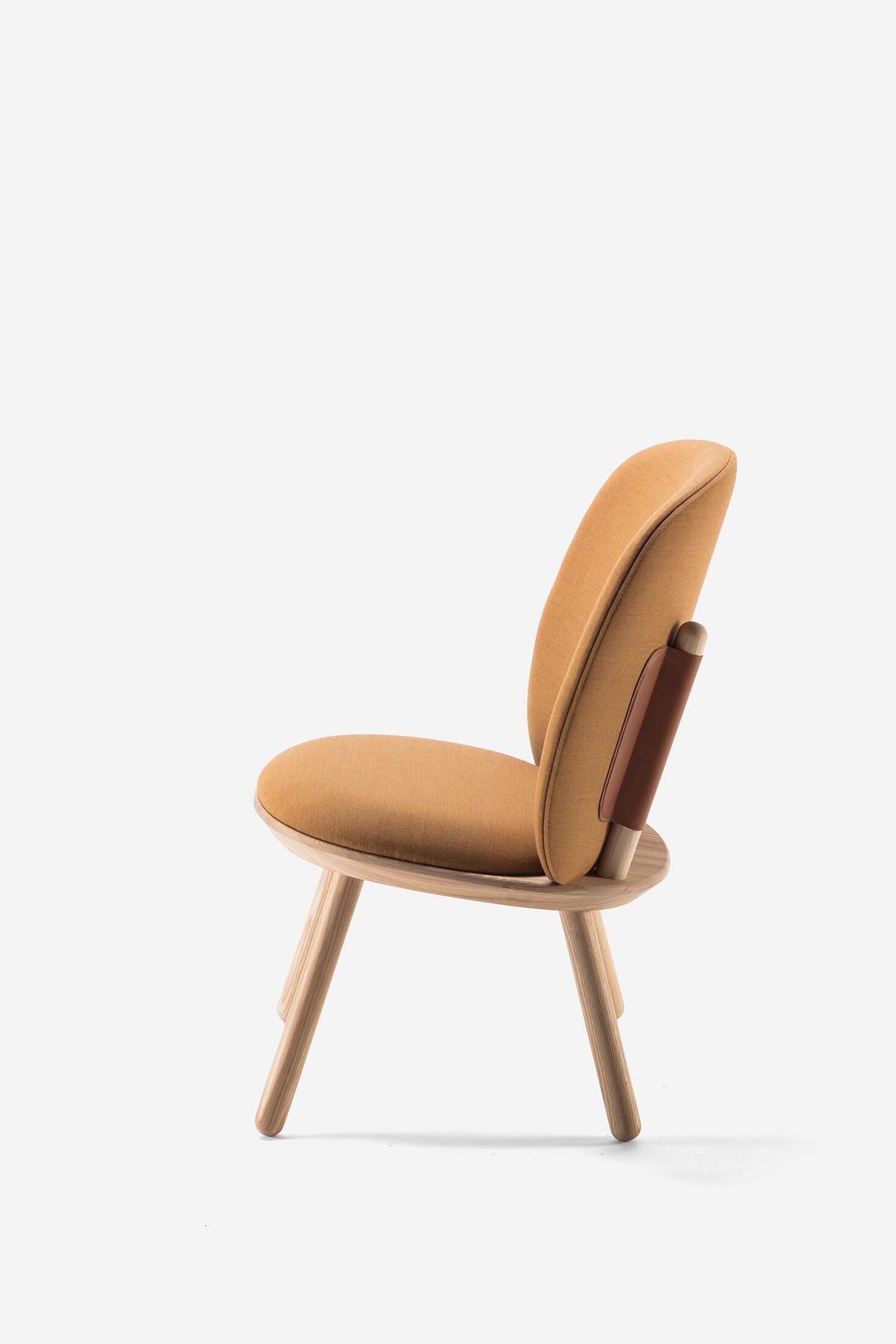 Yellow Naïve Low Chair by Aquamarine Poppy, modern furniture with a sleek, minimalist design and smooth curves.