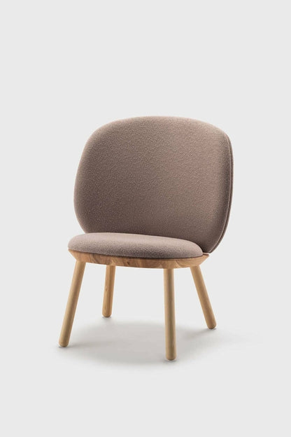 Beige Naïve Low Chair by Aquamarine Poppy, modern furniture with a sleek, minimalist design for contemporary living spaces.
