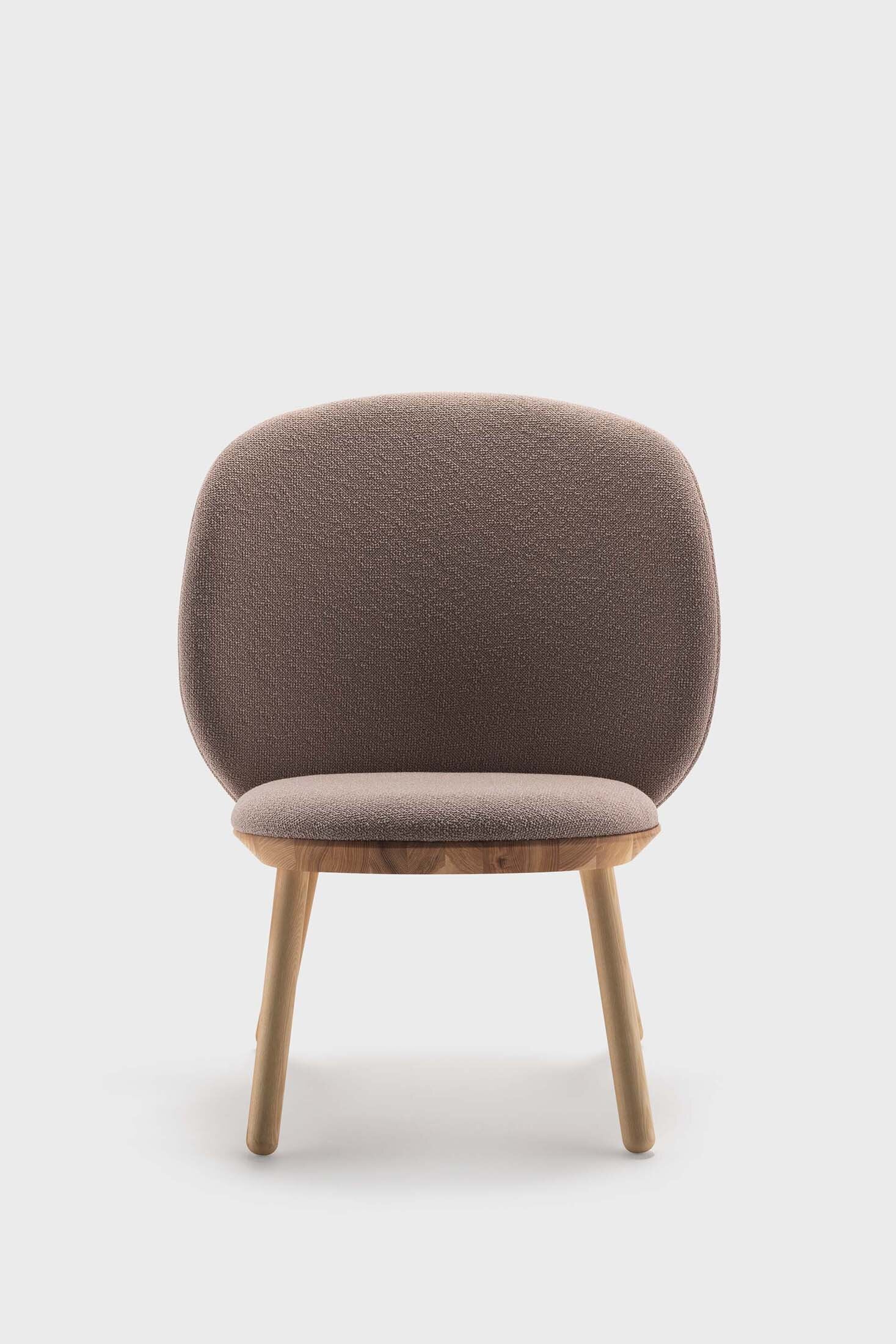 Aquamarine Poppy Naïve Low Beige Chair, modern furniture with smooth curves and comfortable seating design.