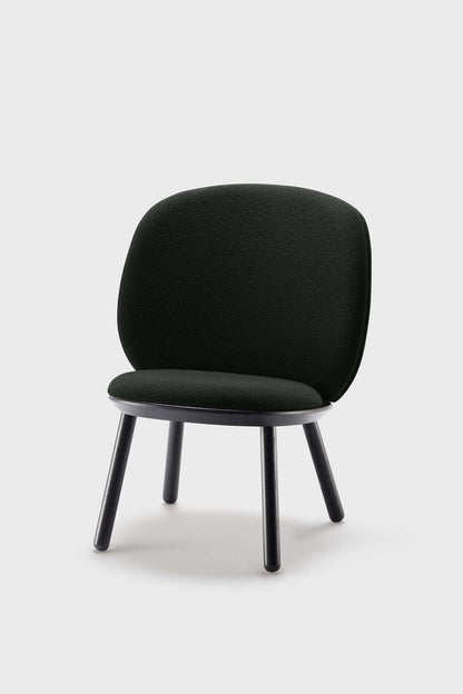 Black Naïve Low Chair by Aquamarine Poppy, modern furniture with sleek, minimalist design and smooth curves.