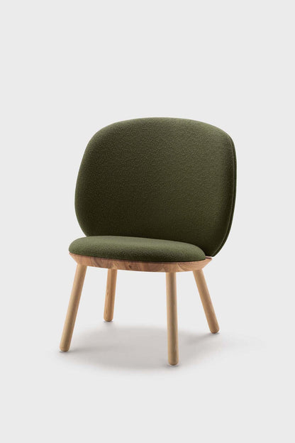 Aquamarine Poppy Naïve Low Chair in green, modern furniture with a sleek, minimalist design for stylish indoor seating.