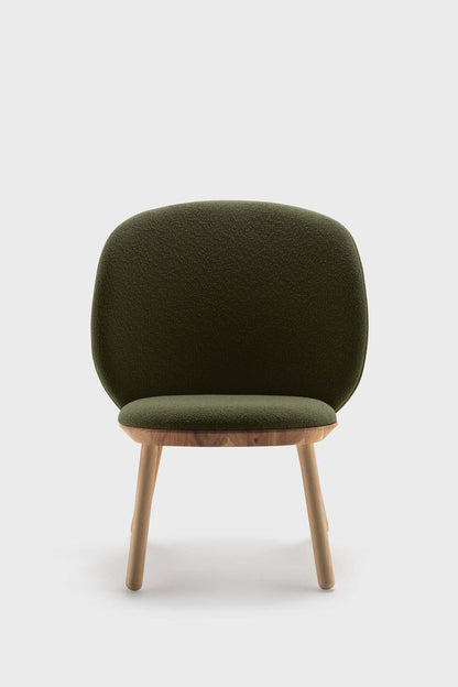 Aquamarine Poppy Naïve Low Chair in vibrant green with a sleek, minimalist design for modern furniture settings.