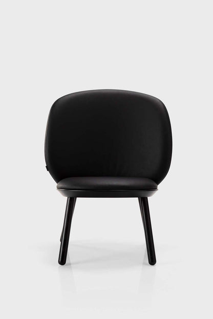 Black Naïve Low Chair by Aquamarine Poppy, modern furniture piece with a sleek design and comfortable low-height seating.