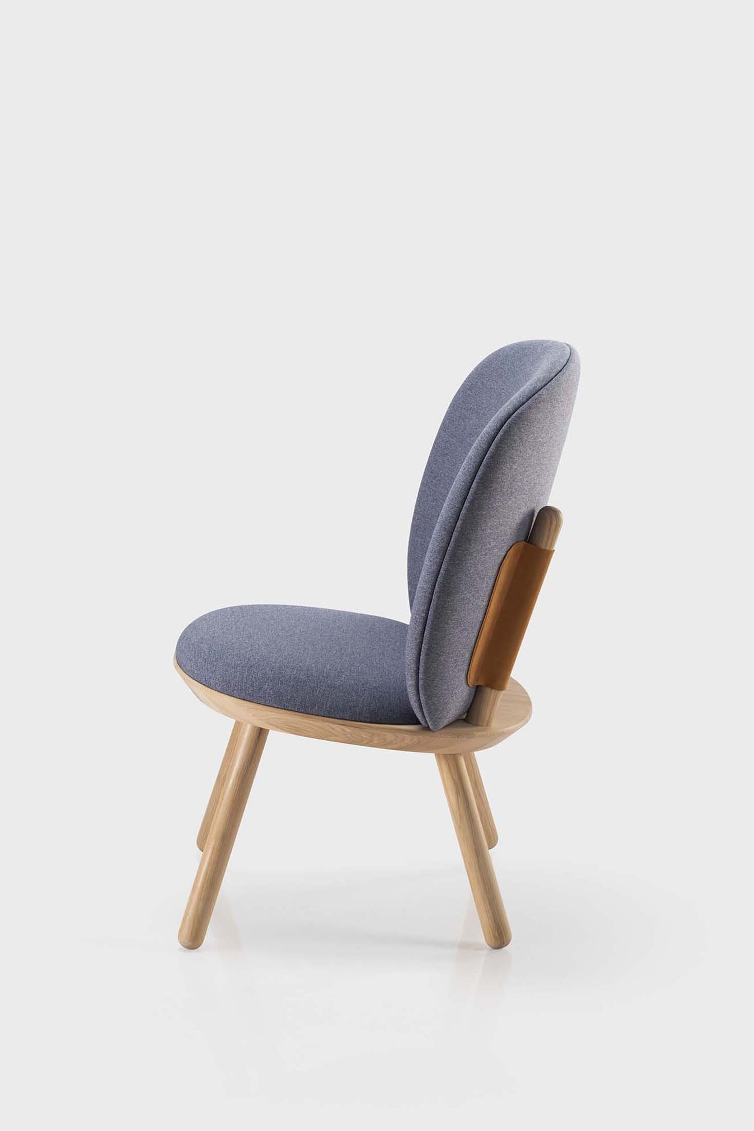 Aquamarine Poppy Naïve Low Chair in vibrant blue with a modern, minimalist furniture design.