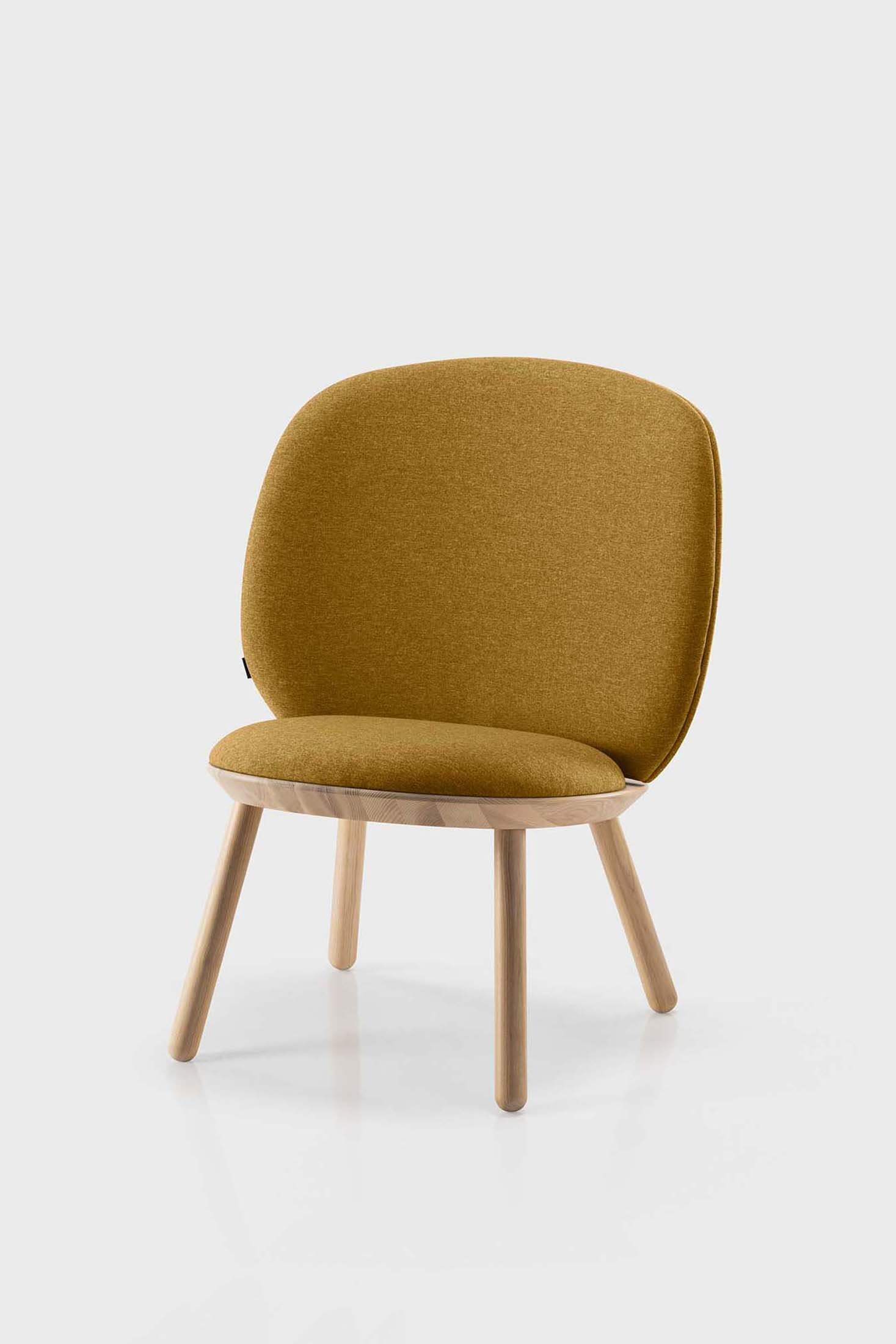 Yellow Naïve Low Chair by Aquamarine Poppy, modern furniture piece with a sleek, minimalist design and smooth surface.