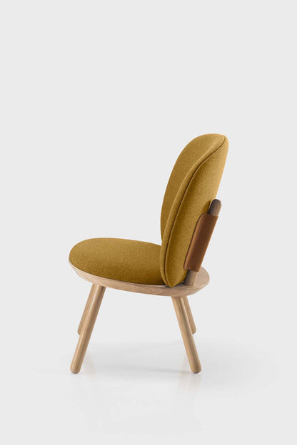 Aquamarine Poppy Naïve Low Chair in vibrant yellow, modern furniture piece with a sleek, minimalist design.