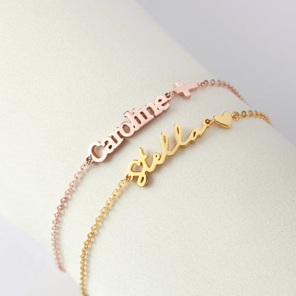Custom name bracelet by Green Millie featuring a stylish design, perfect as a Teenage Girl Gift or personalized jewelry for her.