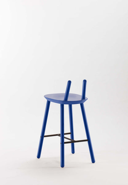 Aquamarine Poppy Naïve Semi Bar Stool with a sleek blue upholstered seat and modern metal frame, furniture for contemporary interiors.
