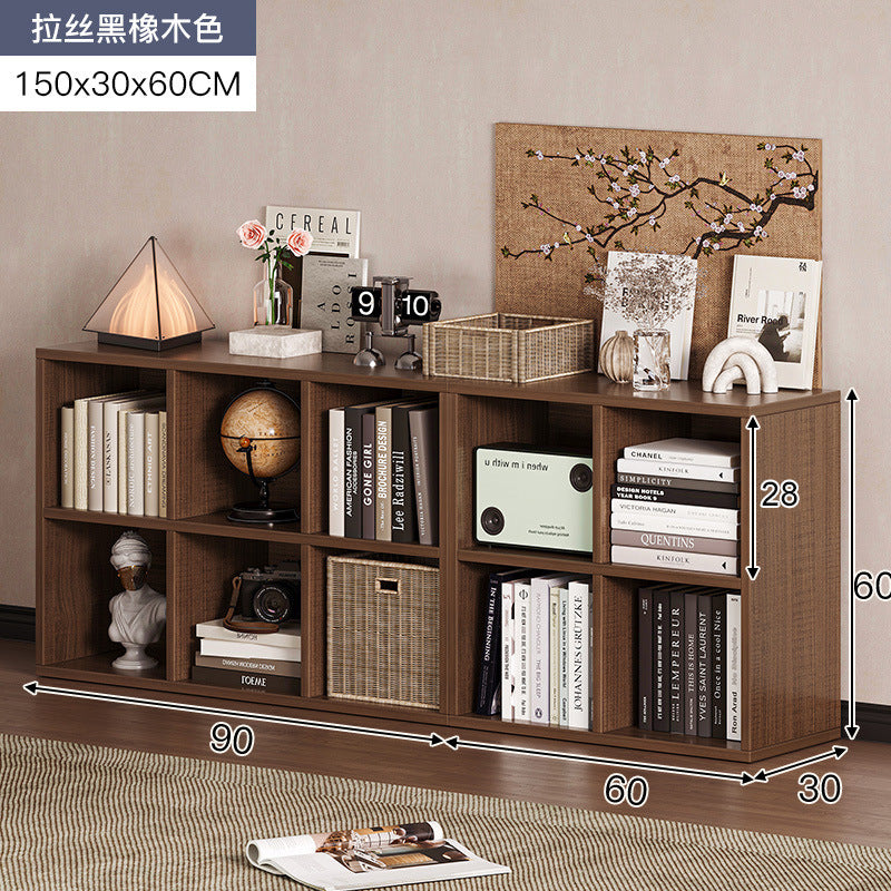 Carefully selected simple bookshelf low cabinet, small apartment living room, large capacity floor-standing INS style long strip storage cabinet against the wall and balcony