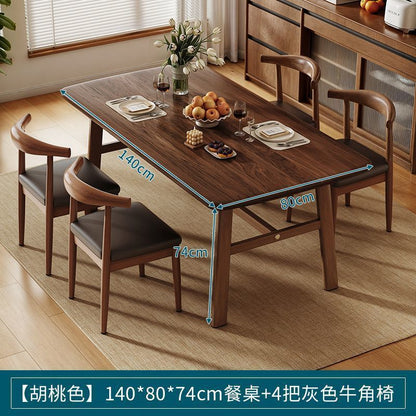Dining table and chair combination, small apartment, household rectangular table and chairs, commercial breakfast shop dining table and chairs, fast food restaurant, iron horn chair
