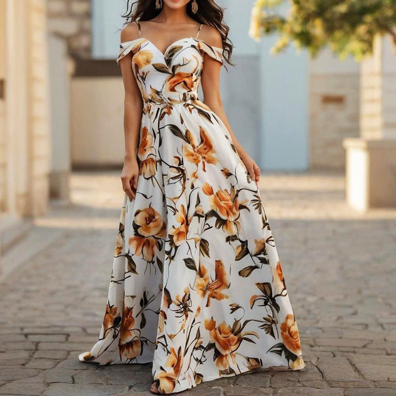Printed sexy bandeau sling dress for women by Pear Daisy, featuring a stylish summer design and lightweight fabric.