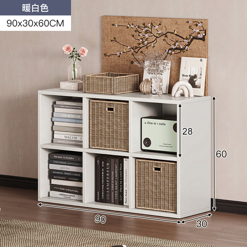 Carefully selected simple bookshelf low cabinet, small apartment living room, large capacity floor-standing INS style long strip storage cabinet against the wall and balcony