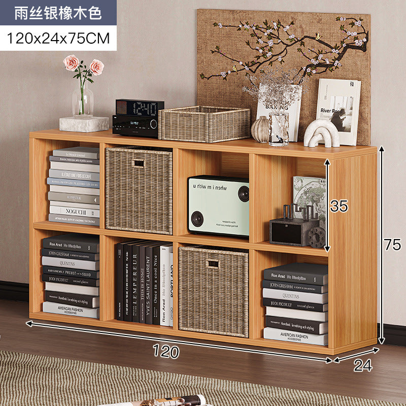 Carefully selected simple bookshelf low cabinet, small apartment living room, large capacity floor-standing INS style long strip storage cabinet against the wall and balcony