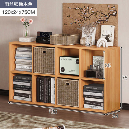 Carefully selected simple bookshelf low cabinet, small apartment living room, large capacity floor-standing INS style long strip storage cabinet against the wall and balcony