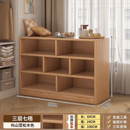 Solid wood bookshelf storage cabinet integrated wall-mounted living room storage cabinet wall-side narrow cabinet bedroom cubicle cabinet storage cabinet