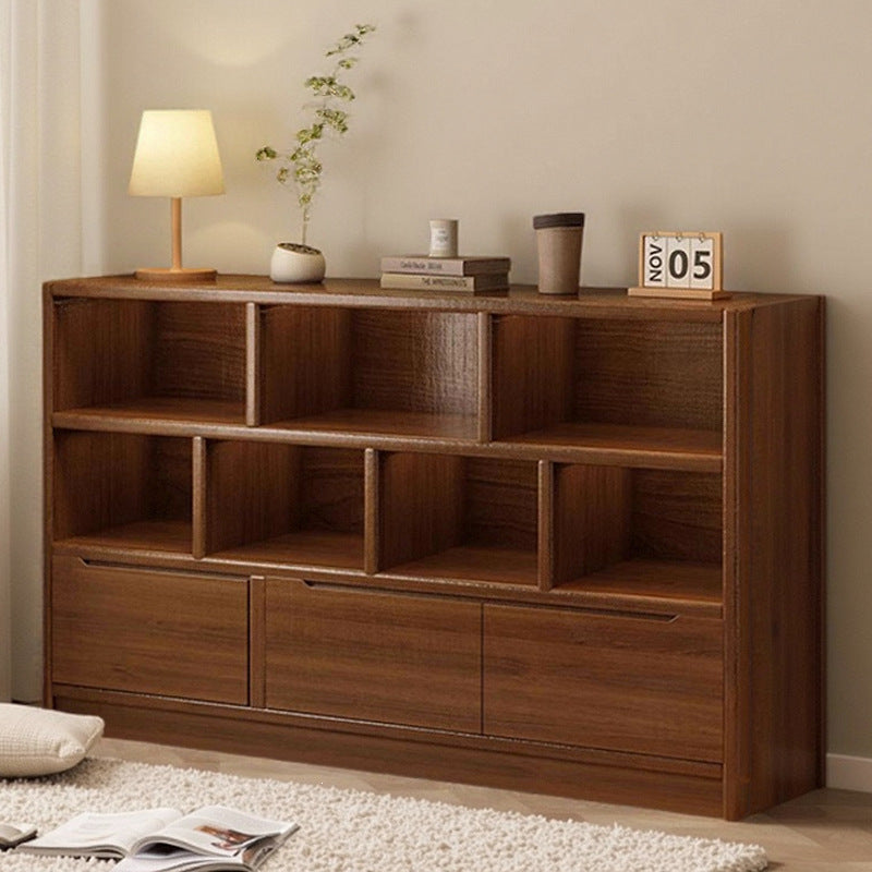 Solid wood bookshelf storage cabinet integrated wall-mounted living room storage cabinet wall-side narrow cabinet bedroom cubicle cabinet storage cabinet