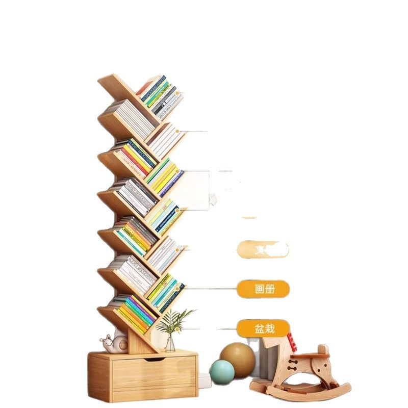 Storage rack, simple bookshelf, floor-standing living room tree-shaped small bookshelf, home multi-layer narrow-gap storage against the wall