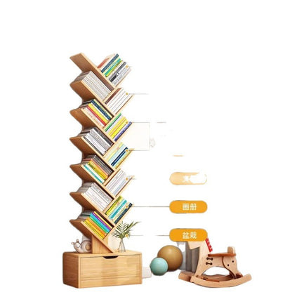 Storage rack, simple bookshelf, floor-standing living room tree-shaped small bookshelf, home multi-layer narrow-gap storage against the wall