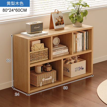 Carefully selected simple bookshelf low cabinet, small apartment living room, large capacity floor-standing INS style long strip storage cabinet against the wall and balcony