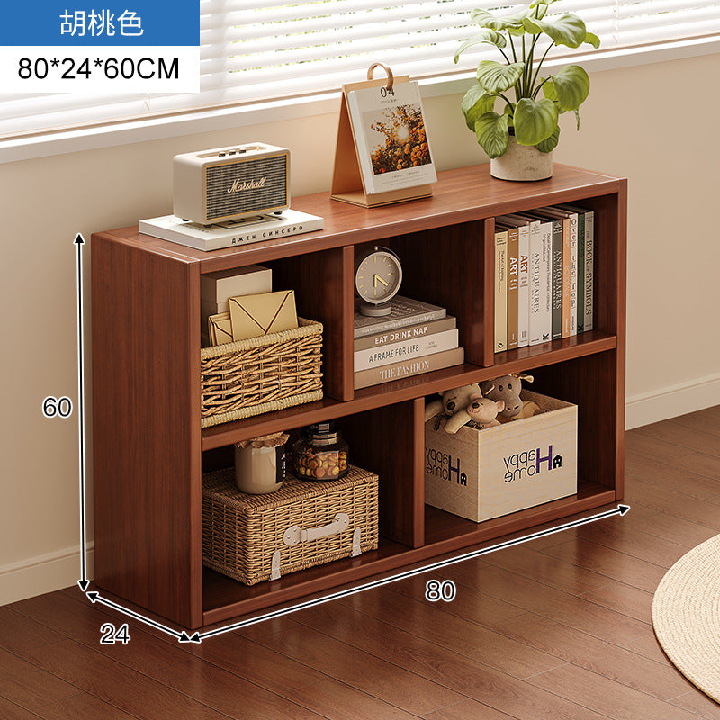 Carefully selected simple bookshelf low cabinet, small apartment living room, large capacity floor-standing INS style long strip storage cabinet against the wall and balcony