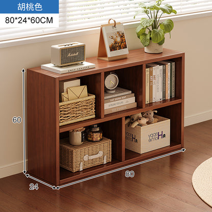 Carefully selected simple bookshelf low cabinet, small apartment living room, large capacity floor-standing INS style long strip storage cabinet against the wall and balcony