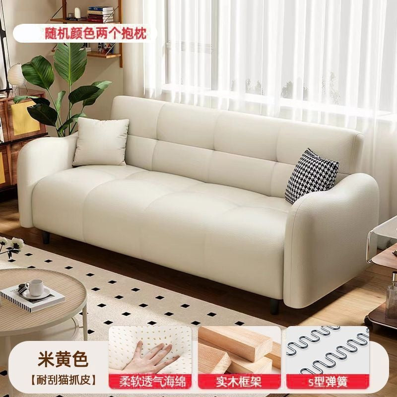 Sofa small apartment new cat-scratch leather sofa bed, office sofa bed, modern minimalist, living room foldable for dual use