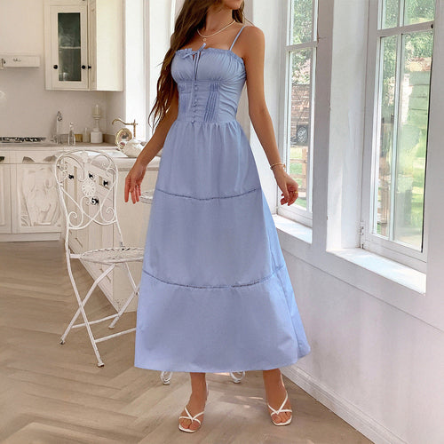 Pear Daisy casual vacation sling maxi dress for women, perfect for spring and summer, featuring a comfortable, stylish design.